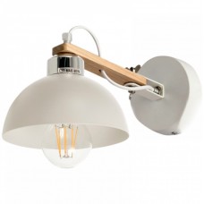 Απλίκα Τοίχου 1xE27 230V Λευκή Μέταλλο με Ξύλο 43384-WH